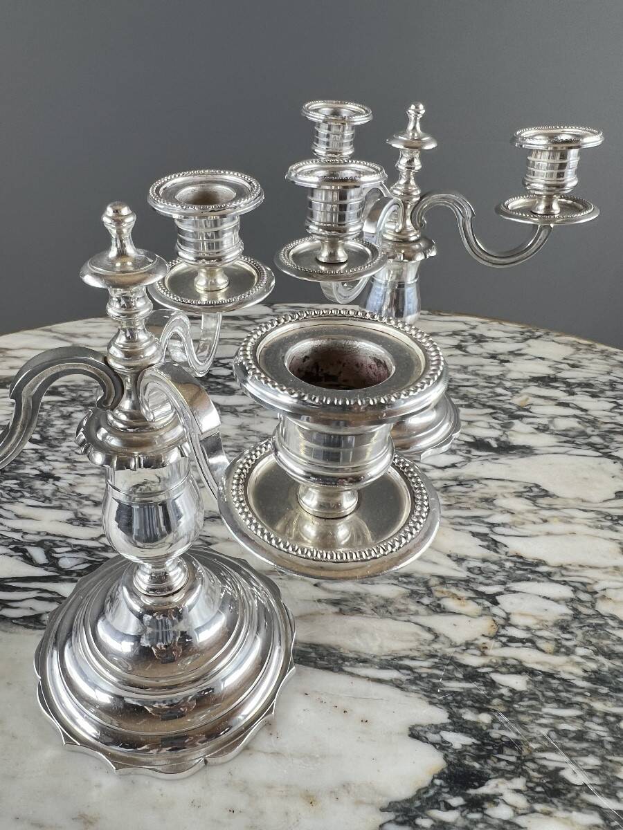 Pair of silver-plated candelabra, 20th century