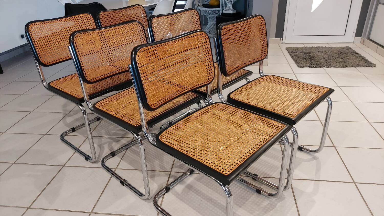 Suite de 6 chaises modèle Cesca B32 par Marcel Breuer vintage 1993