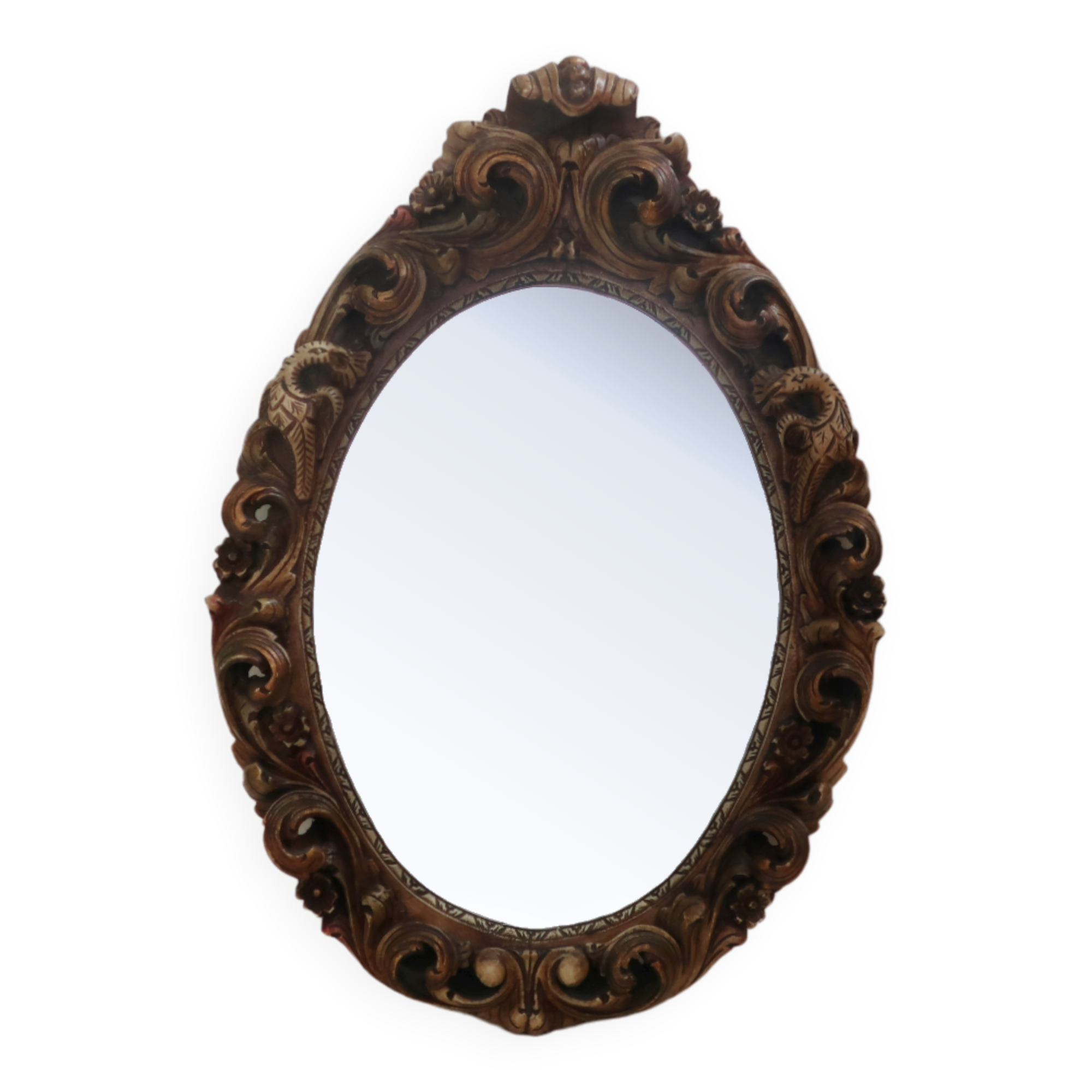 Renaissance oval mirror with bird