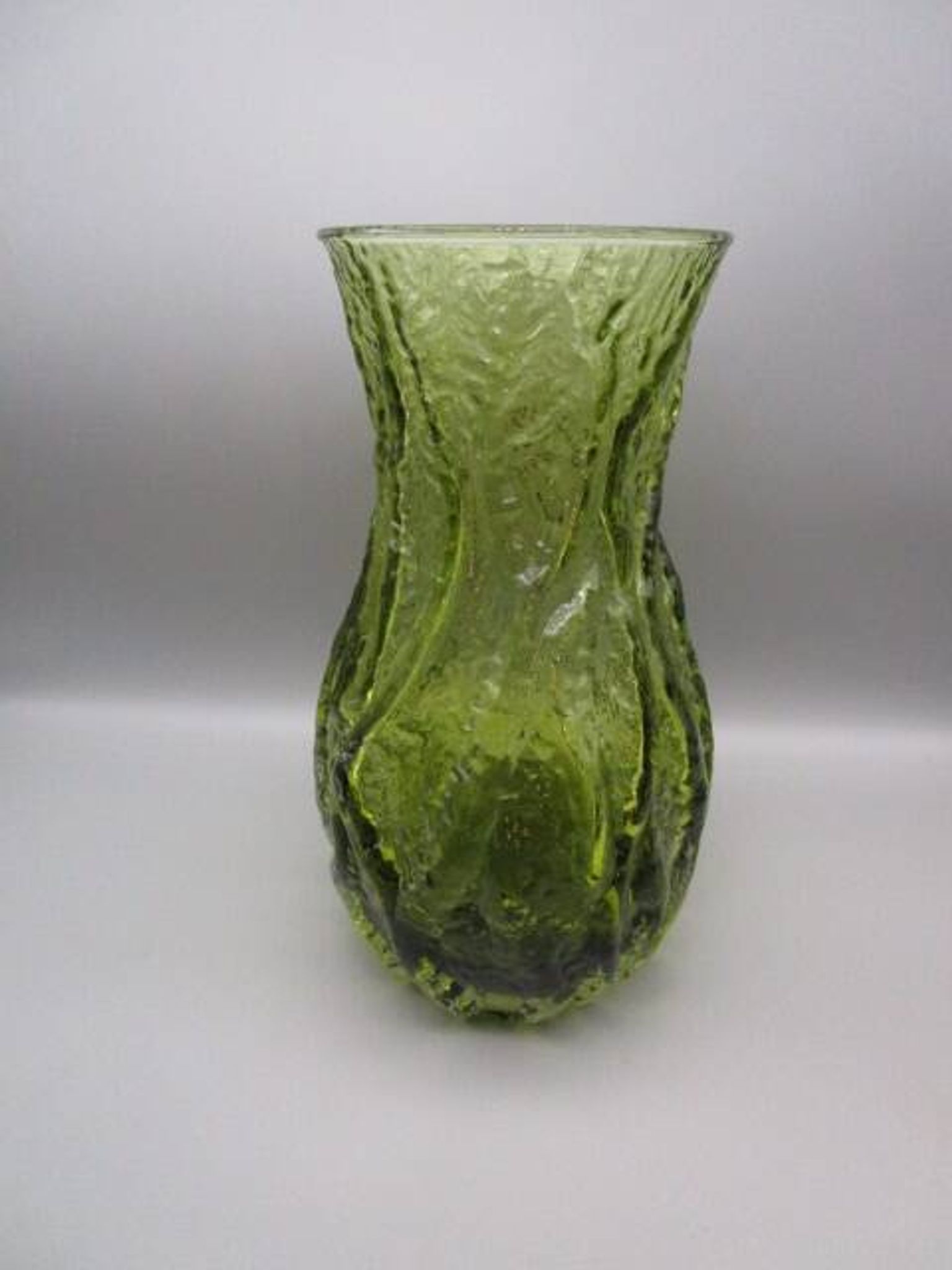 Vintage green glass vase