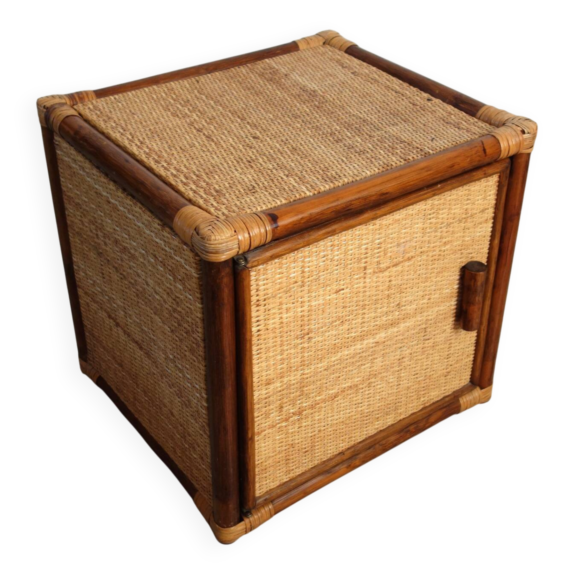 Small vintage rattan cube furniture