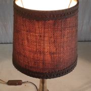 Lampe à poser en laiton doré et lin - mid. XXeme