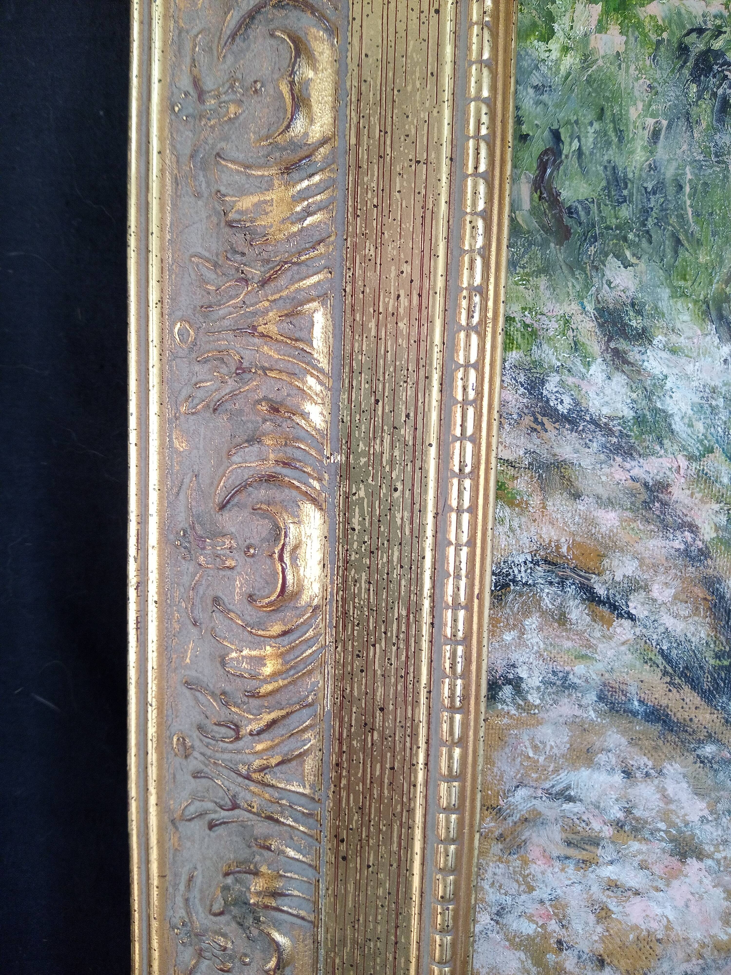 Impressionist oil on panel, spring landscape, signed, framed