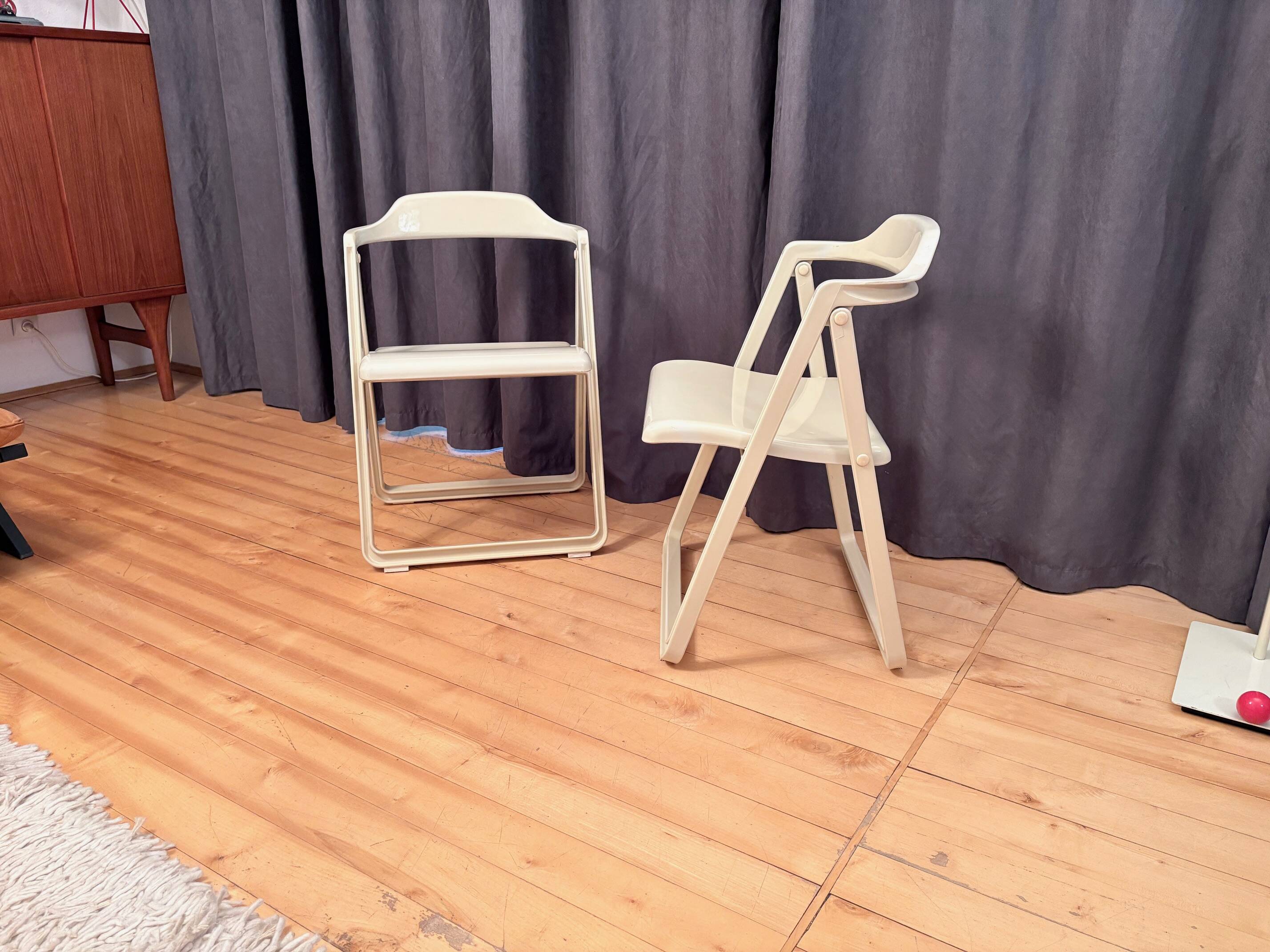 Pair of Borbona Folding Chairs by Carlo Hauner, Fiarm, Italy, 1970s