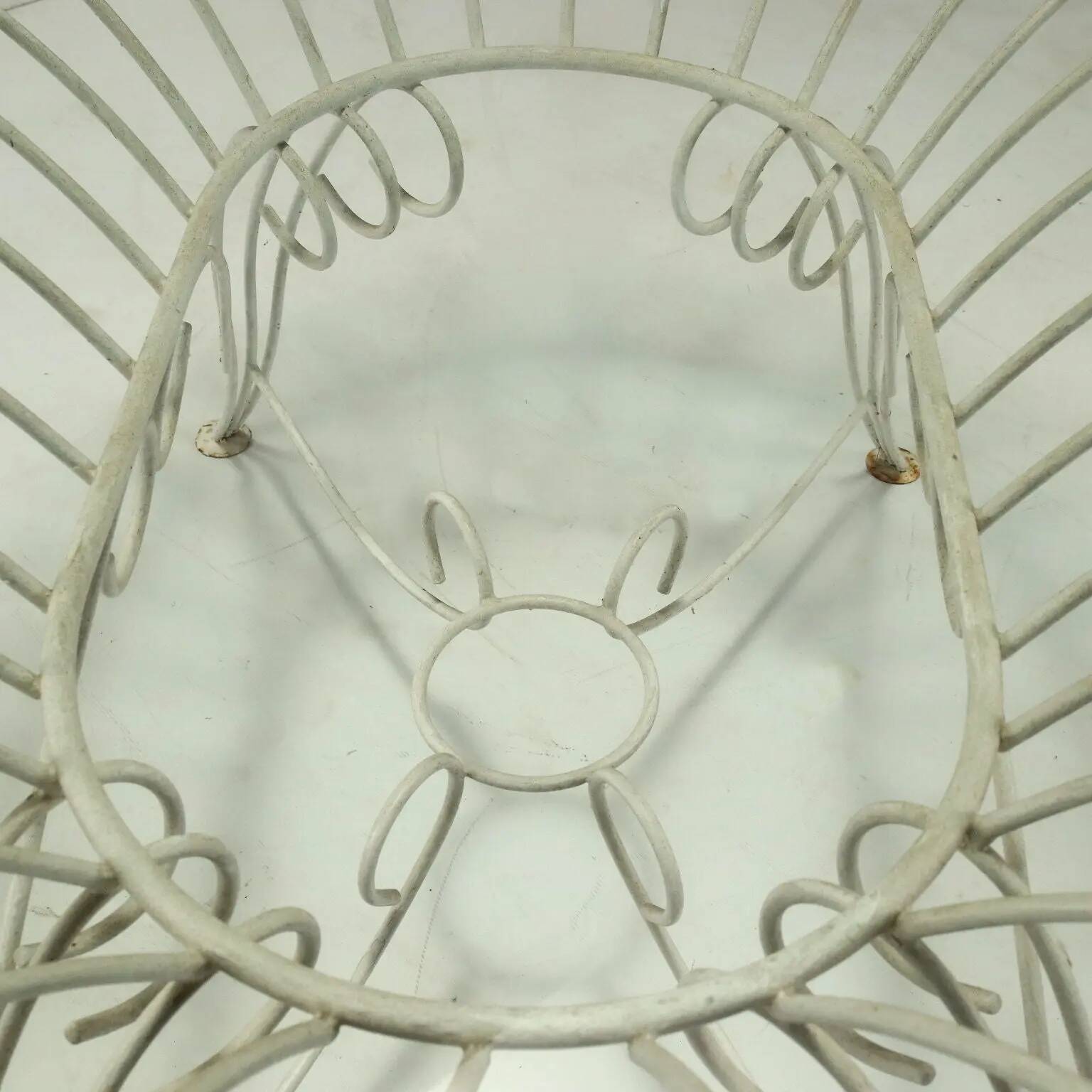 Vintage white enamelled iron garden table, Italy, 1960s