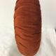 Round pleated cushion in vintage orange brown ribbed velvet
