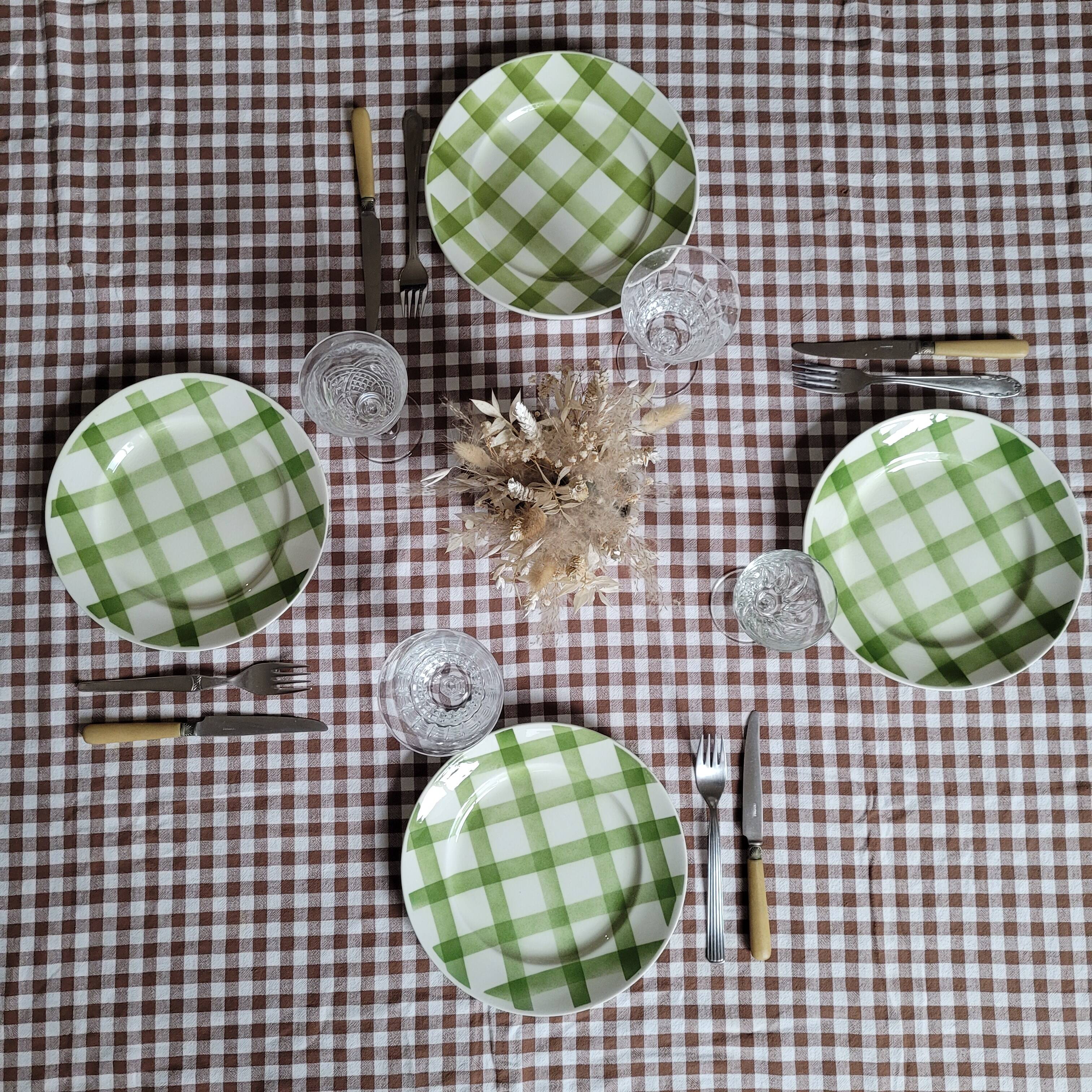 La Redoute x Selency set of 4 green dinner plates