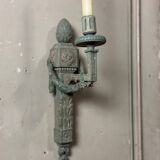 Pair of Louis XVI Style Wall Lights in Carved and Painted Wood, Circa 1900