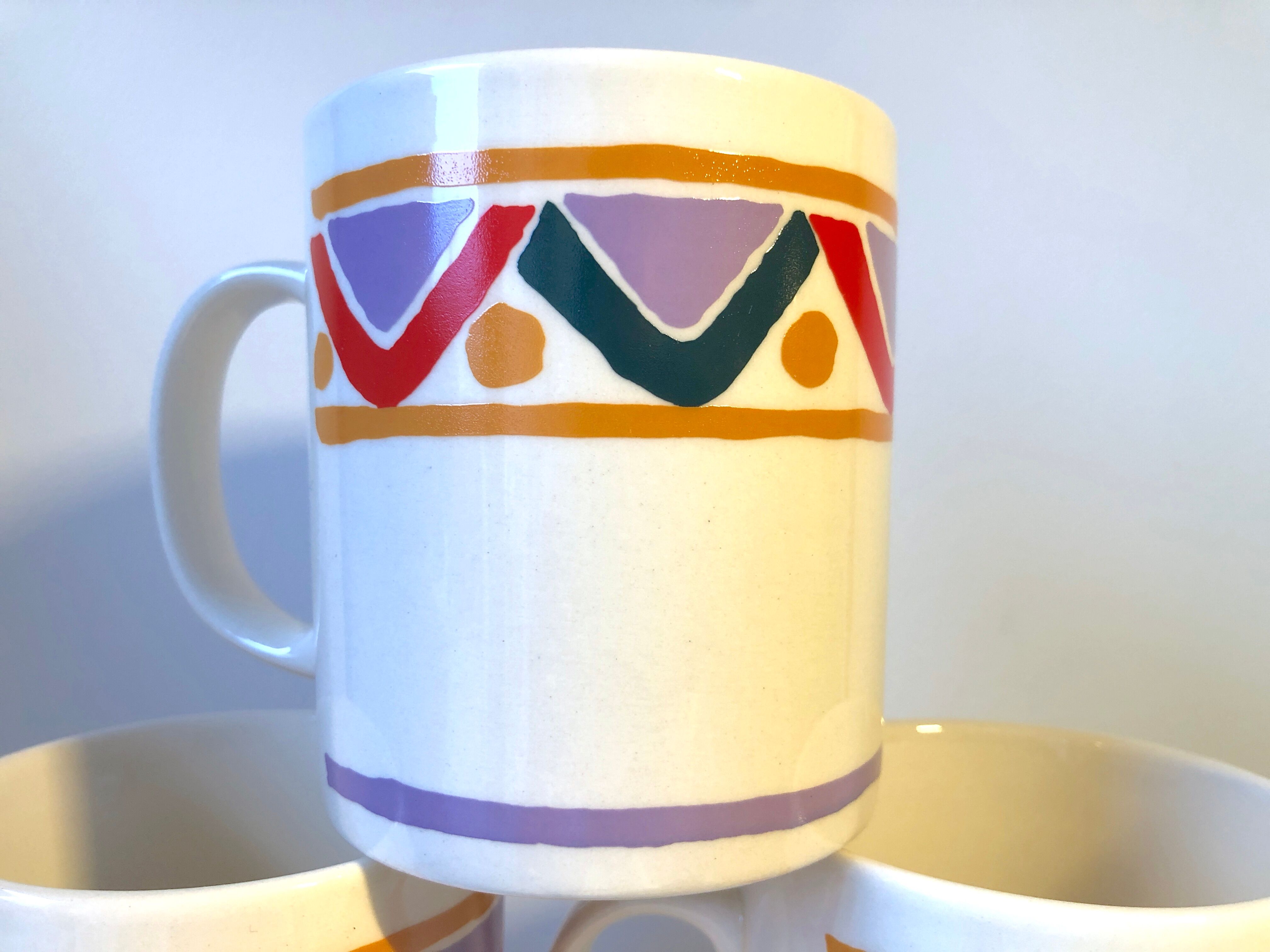 Set of 6 mugs vintage Mobil 80s