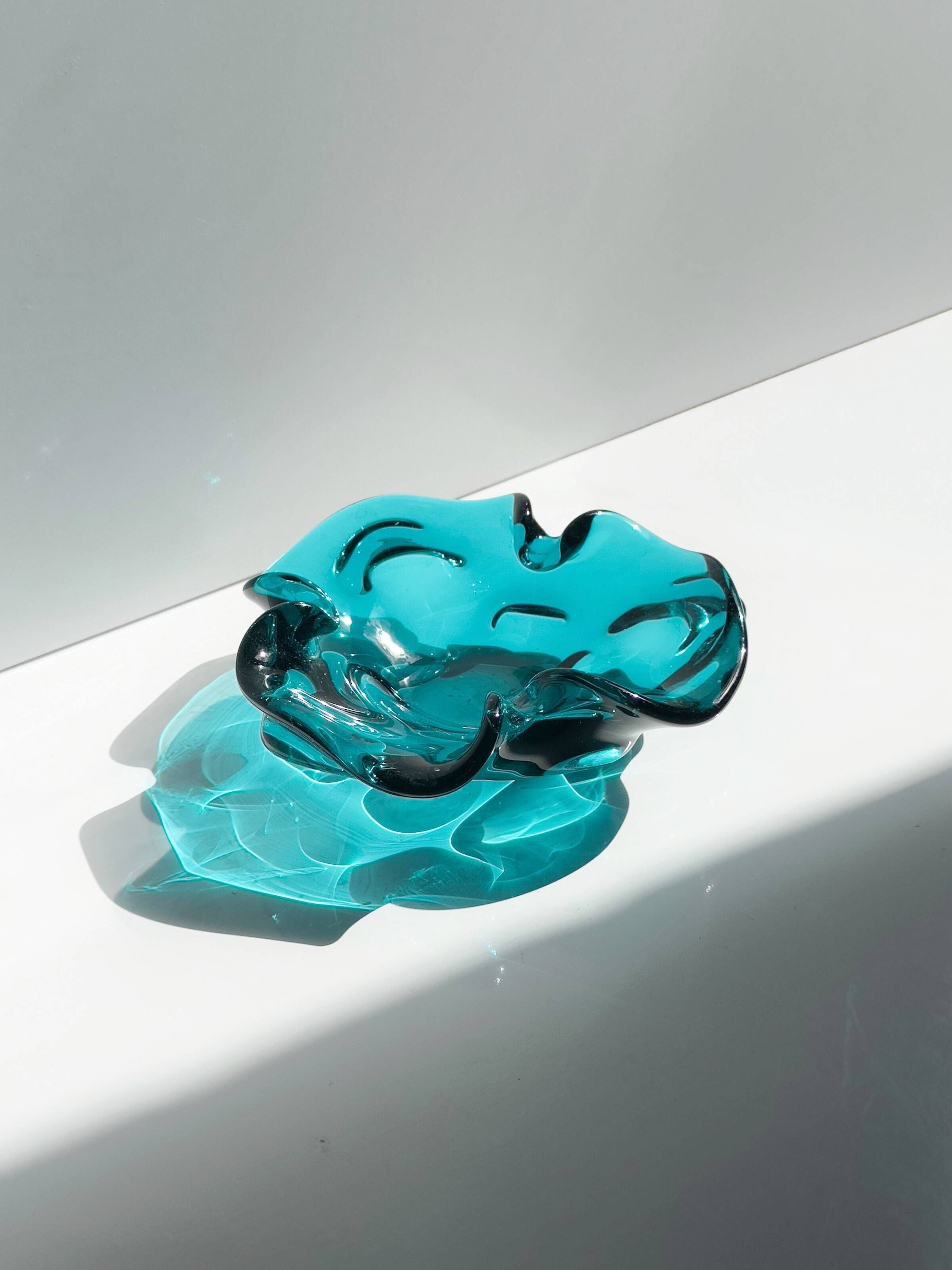 Mid Century Murano Ash Tray in Teal