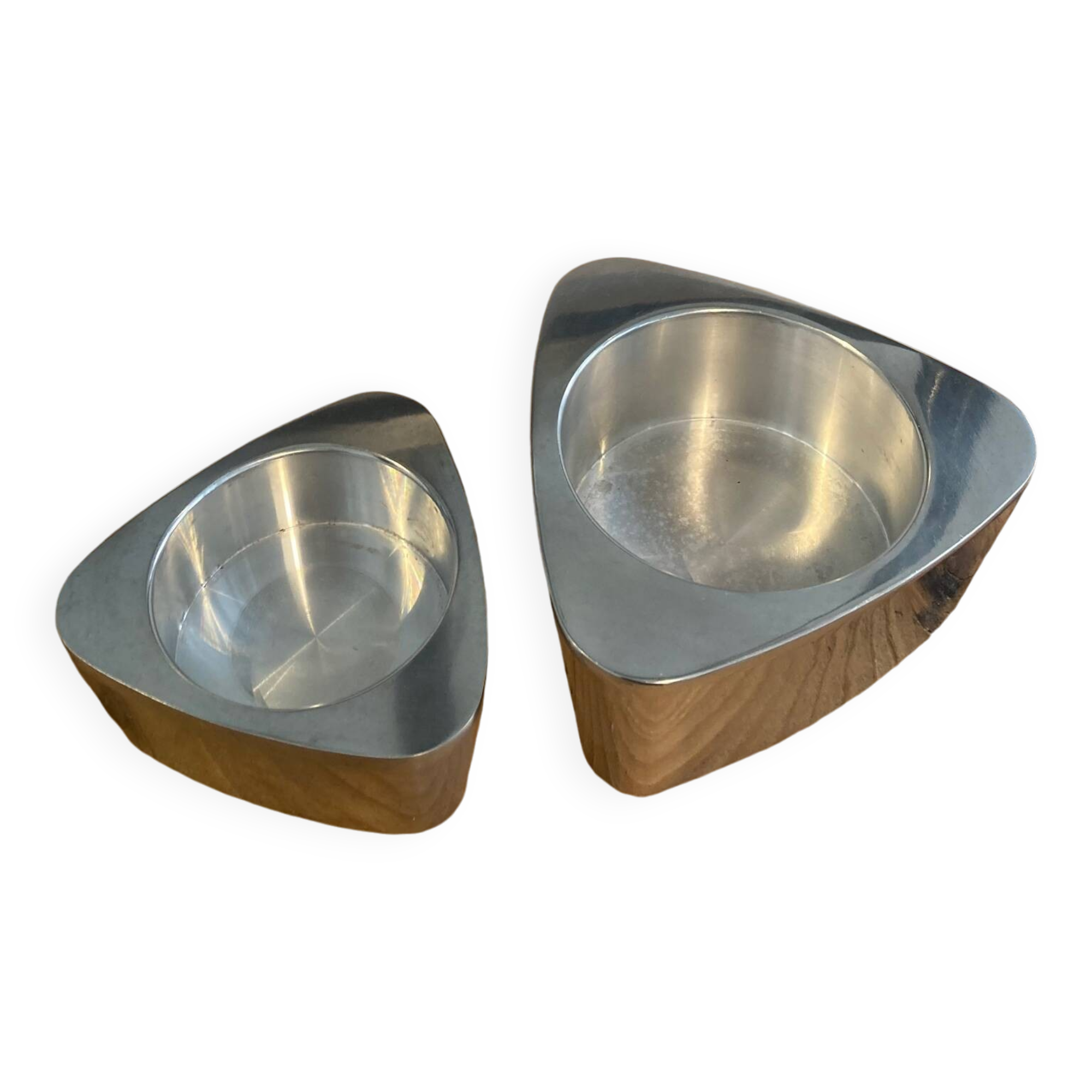 Pair of aluminum candlesticks
