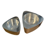 Pair of aluminum candlesticks