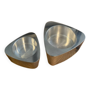 Pair of aluminum candlesticks