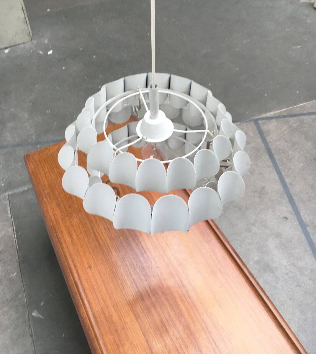 Mid-century white metal Swiss suspension by H. Zender for Temde.