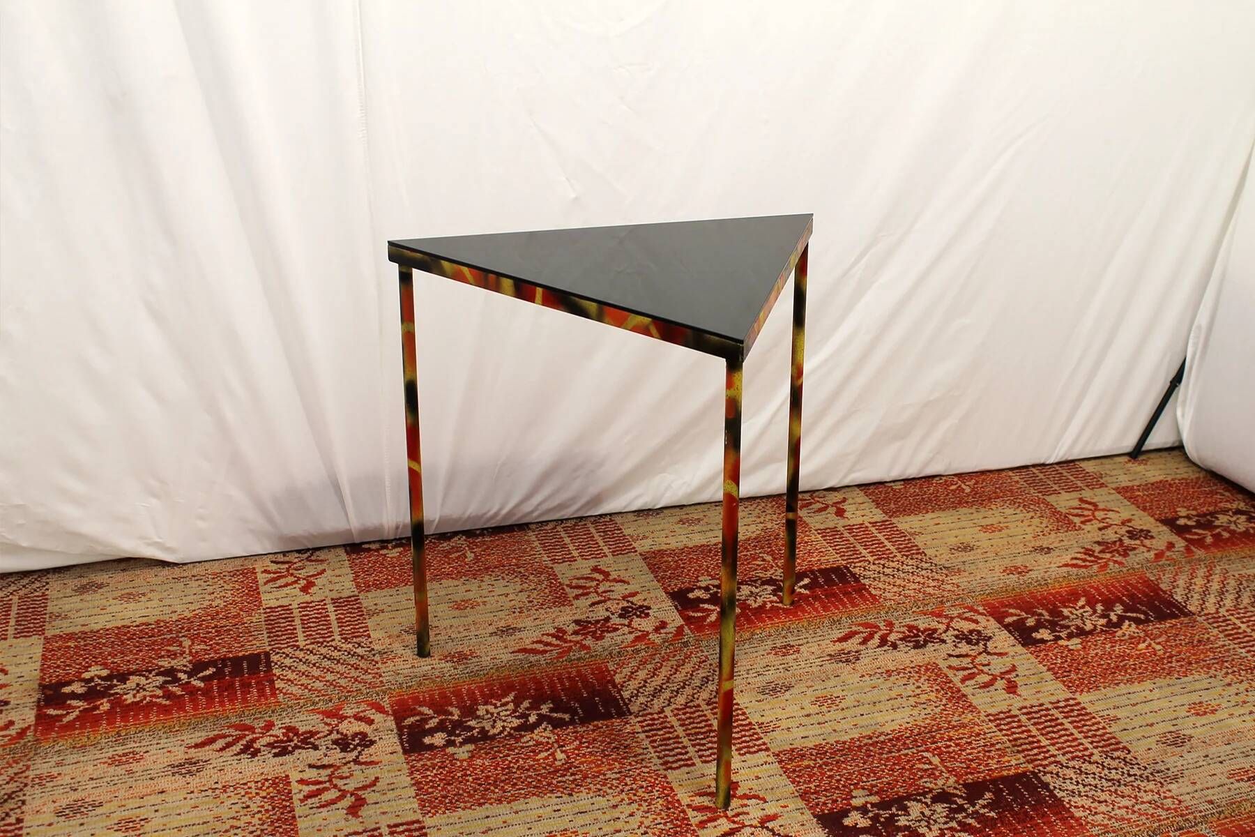 Vintage Eastern Bloc industrial side table, metal & wood accent table