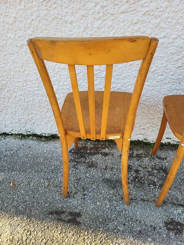 Pair of monobloc bistro chairs