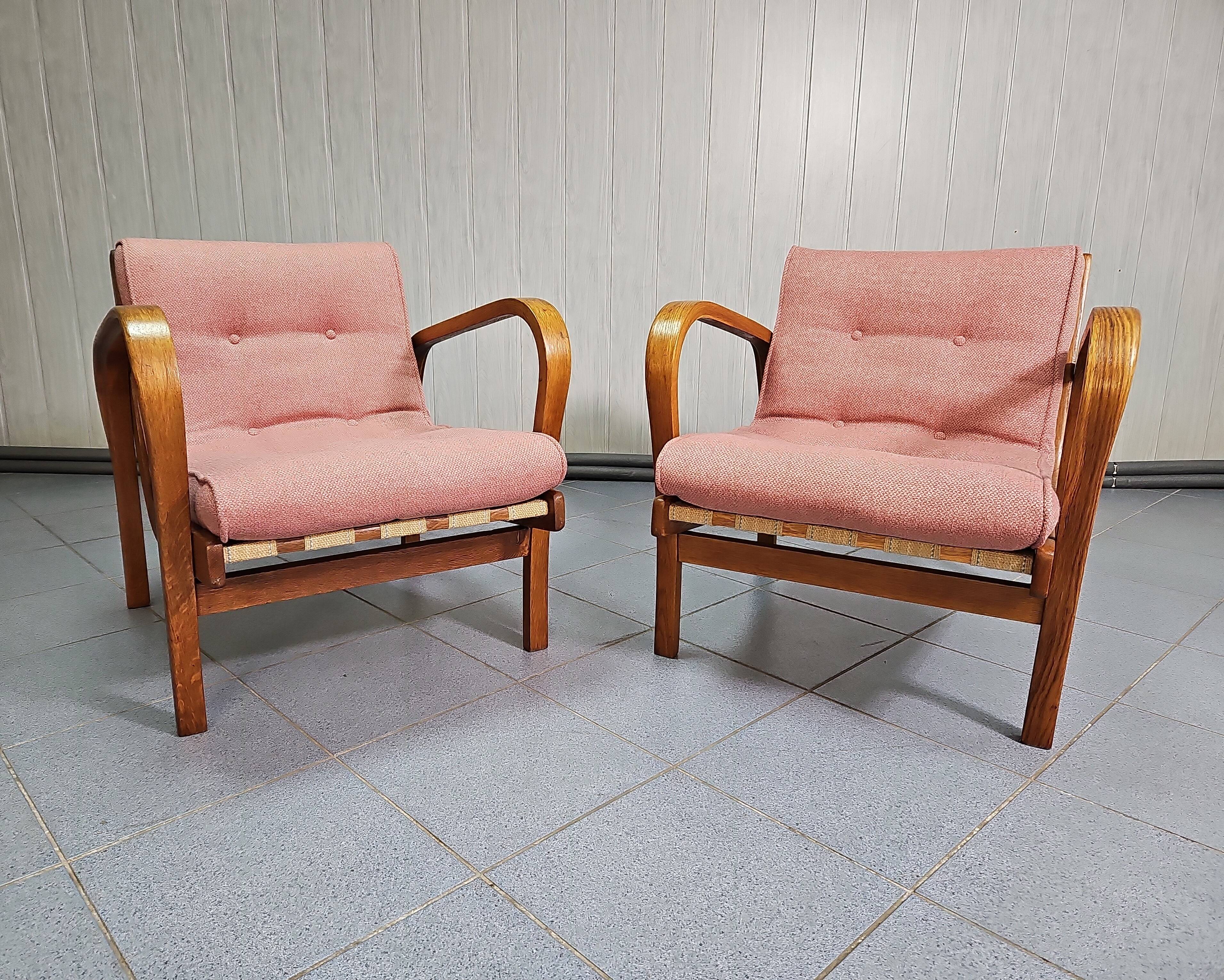 Pair of vintage armchairs by Kropacek and Kozelka, 1944