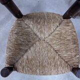 Set of 4 wooden and straw chairs