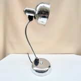 Industrial swan neck desk lamp 1950 in polished metal Bauhaus type