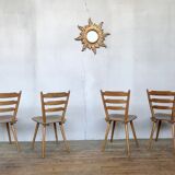 Series of 4 Scandinavian chairs or vintage wooden bistro