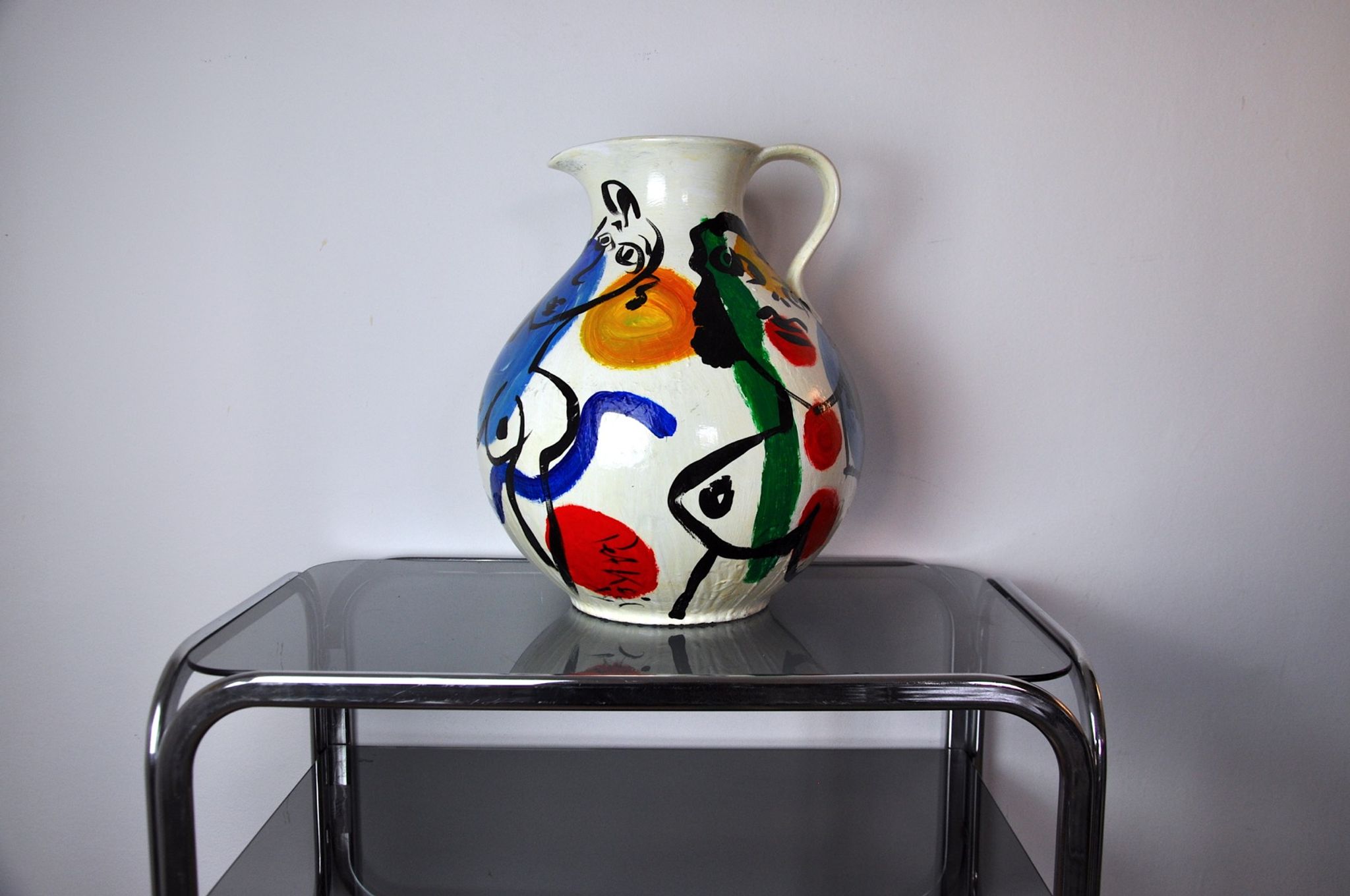 Vase peint par Peter Robert Keil, signé, Allemagne, 1984