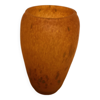 Orange glass paste vase