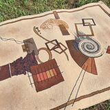 Modernist carpet abstract design 132x185 cream and brown