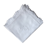 pillowcase embroidered with flowers and monogrammed festoons LK