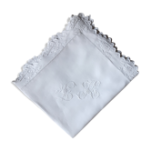 pillowcase embroidered with flowers and monogrammed festoons LK