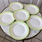 set of 6 pastel gradient light green dessert plates 40s-50s
