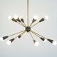 Lampadario Sputnik con 10 punti luce – Ottone e coni nero opaco, Italia, an