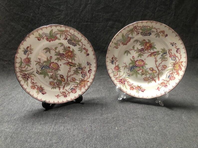 Sarreguemines Dessert Plates: Hand-Painted Chinoiserie Decor, 19th Century