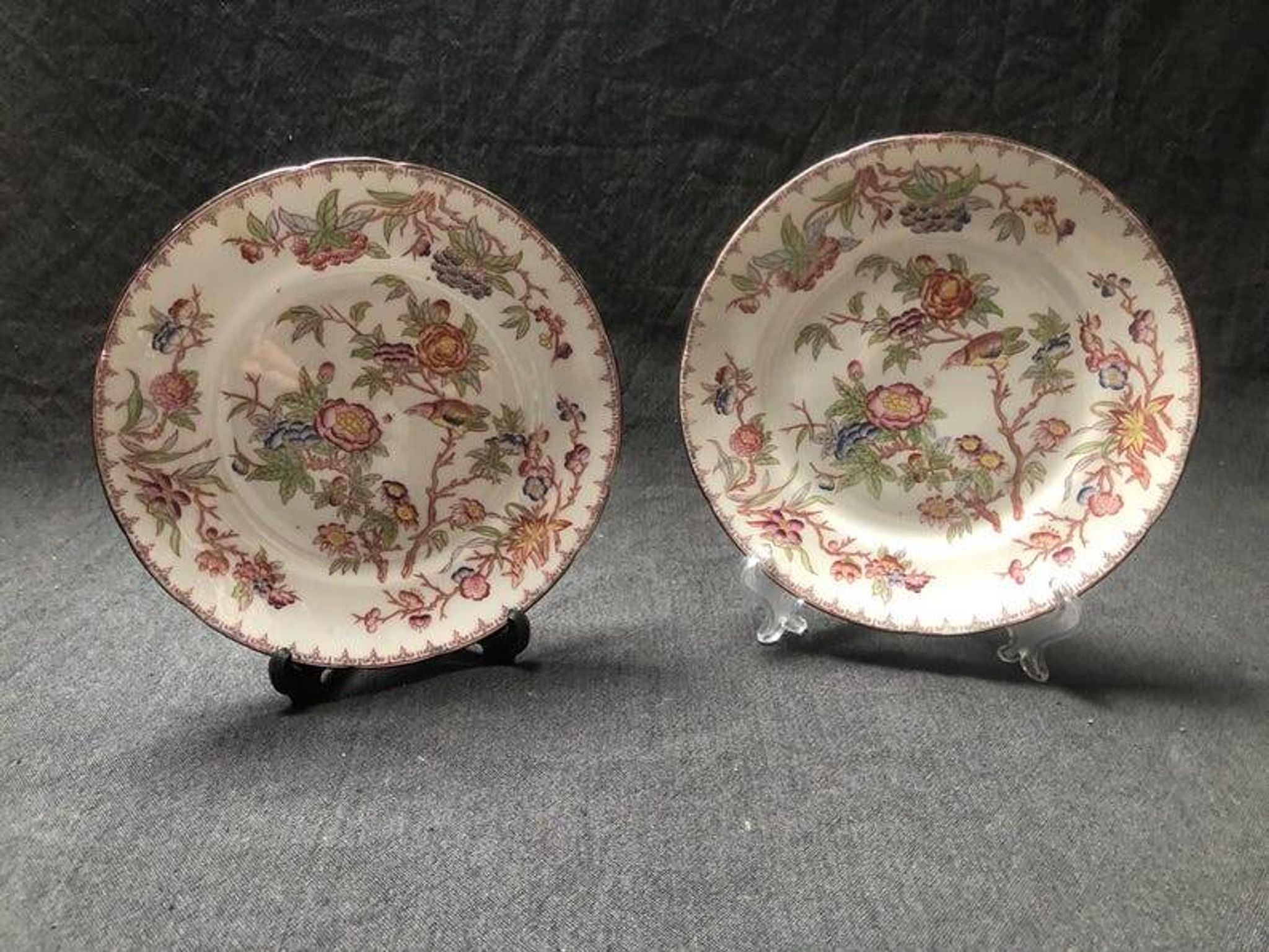 Sarreguemines Dessert Plates: Hand-Painted Chinoiserie Decor, 19th Century