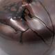Ceramic and brass lamp by Jean Cacheleux, abstract decor, 1970s