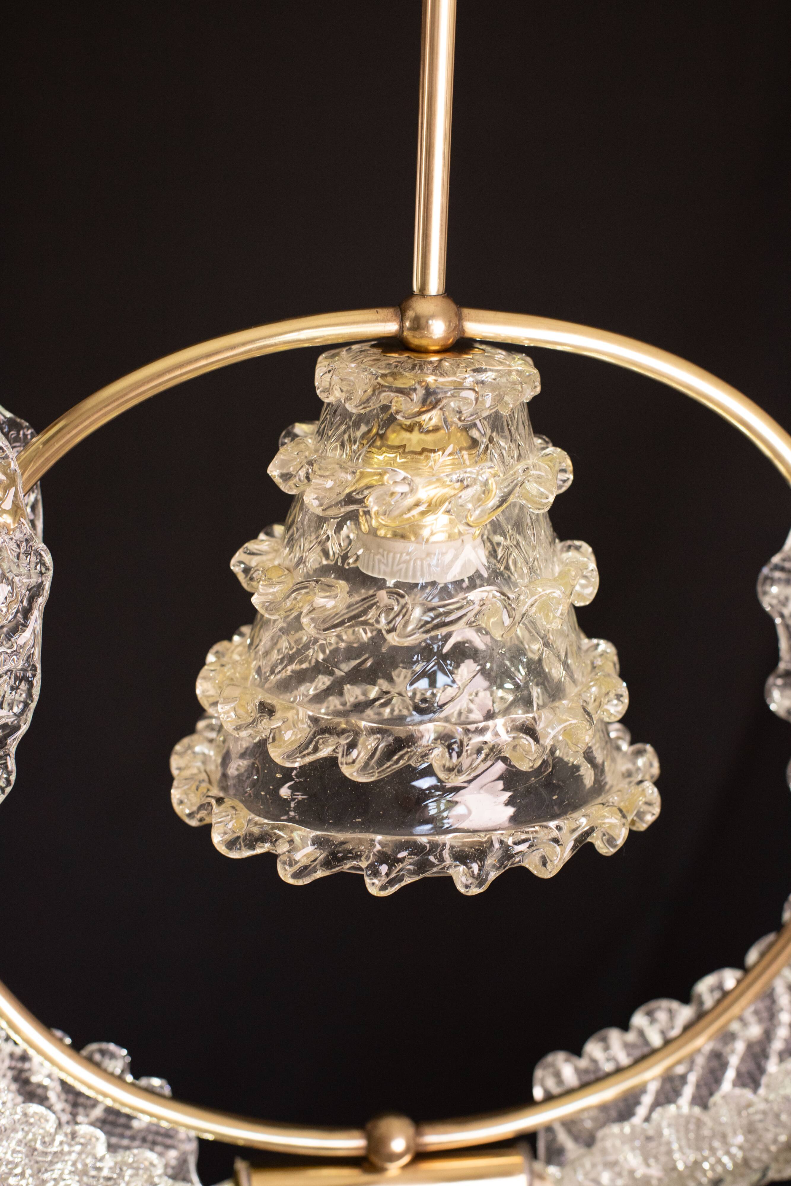 Elegant Art Decò Barovier and Toso Chandelier, 1940s