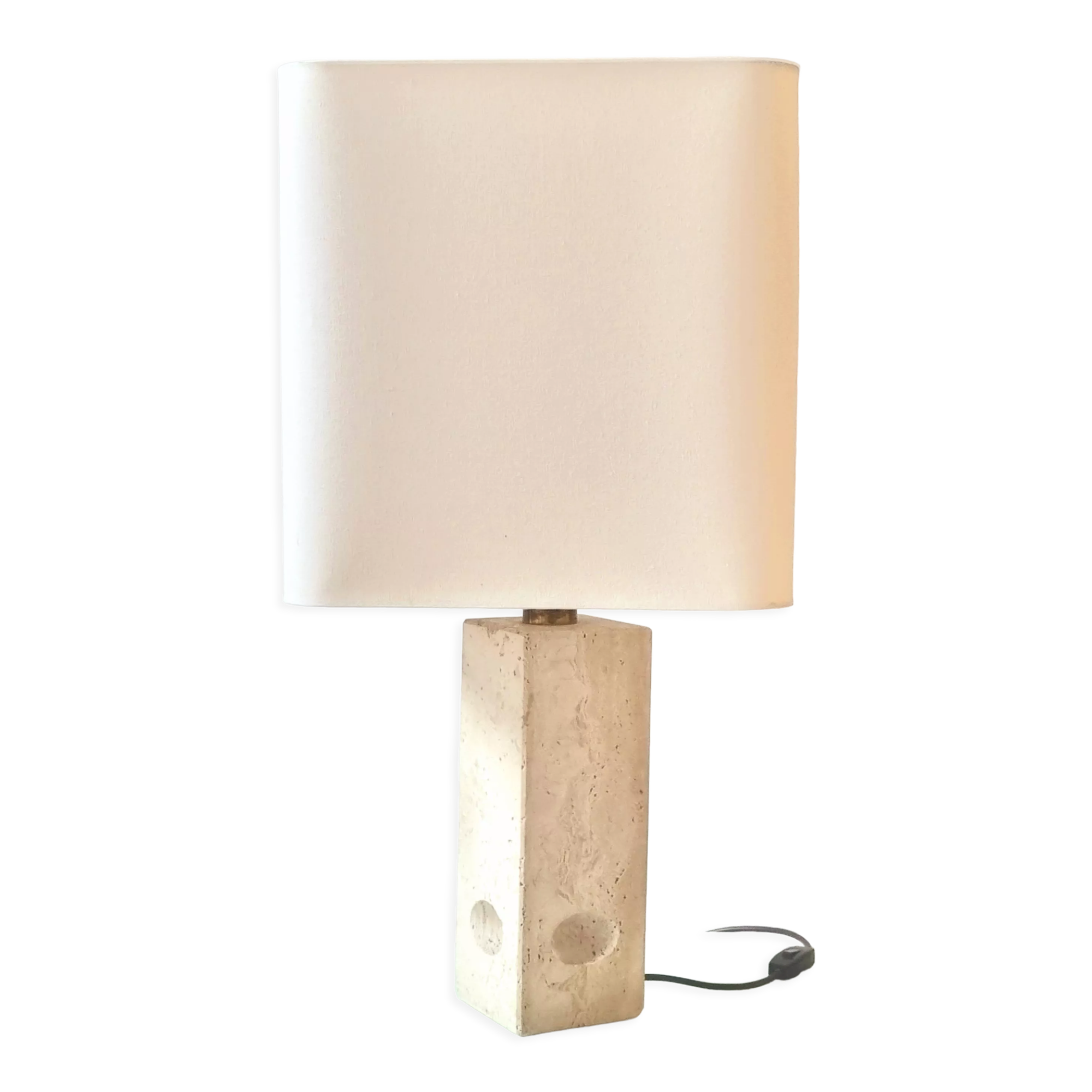 Sculpted travertine table lamp, italy 1970s