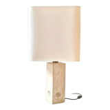 Sculpted travertine table lamp, italy 1970s