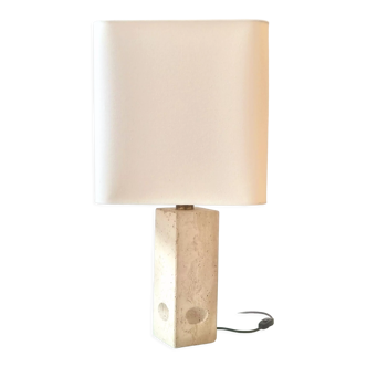 Sculpted travertine table lamp, italy 1970s