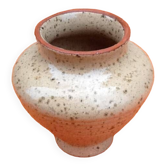 Glazed ceramic spinning top vase with speckled decor