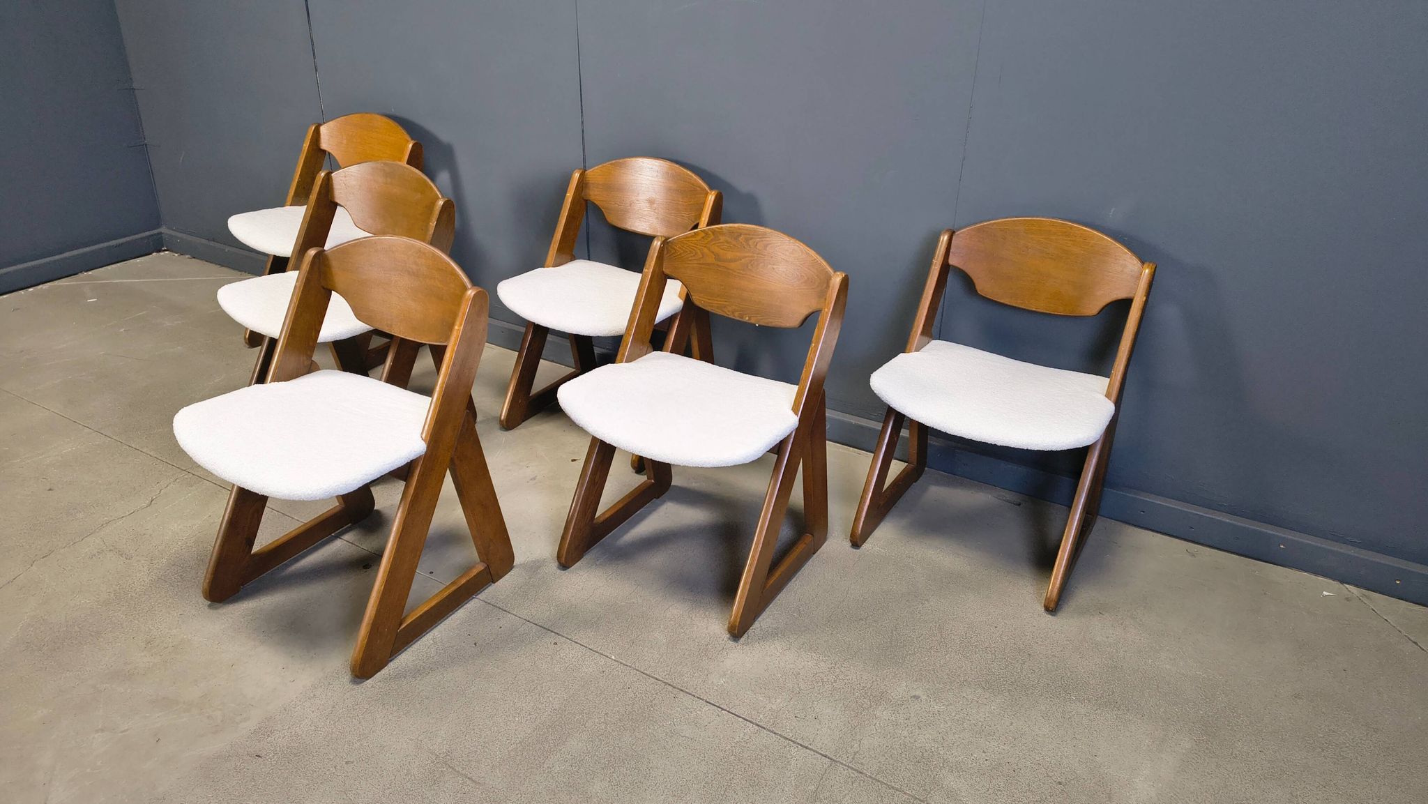 Vintage brutalist dining chairs, set of 6 - 1960s