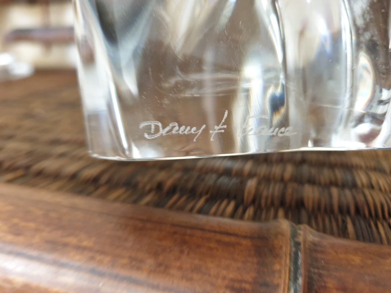 Crystal lamp signed Daum