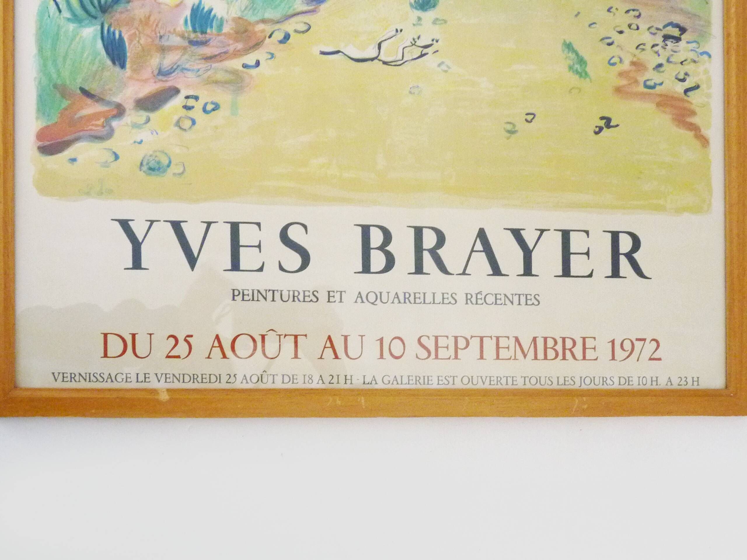 Original lithographic poster Galerie 65 - La Croisette Cannes By Yves Brayer 1972