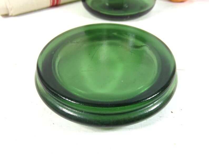 Vintage glass green can-din jar by l'ideale