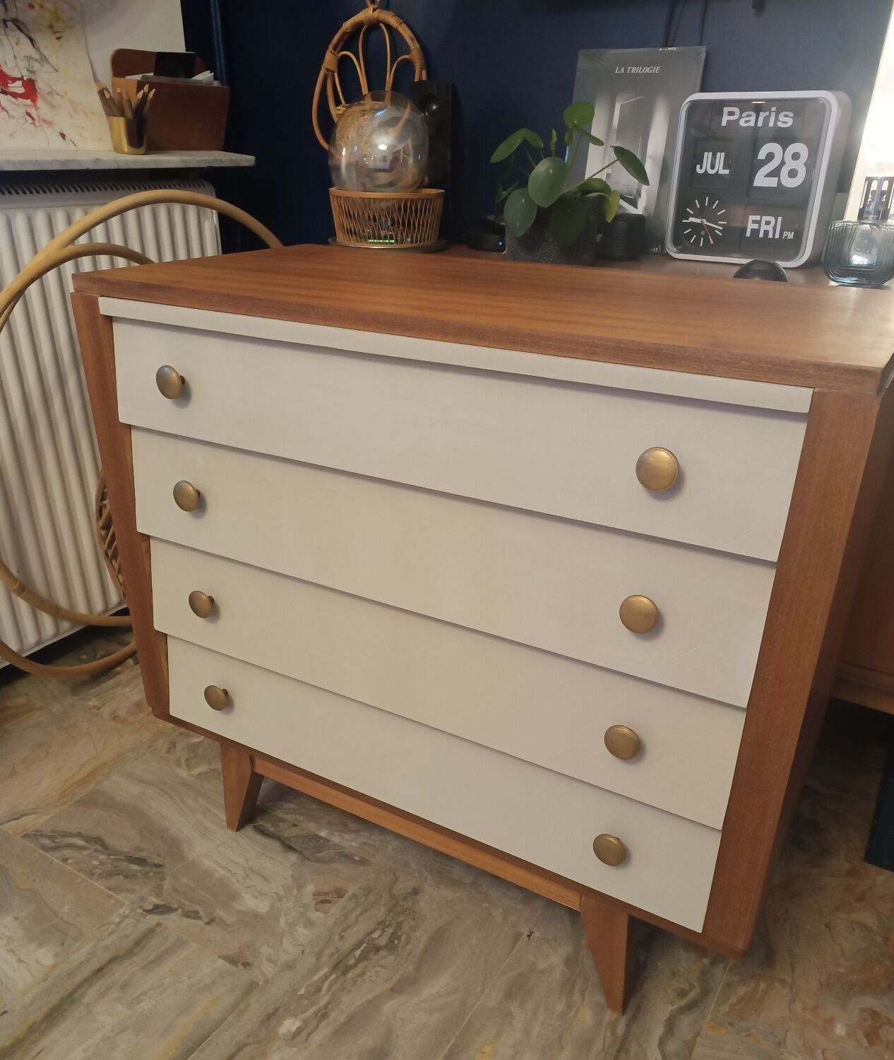 Vintage chest of drawers compass feet