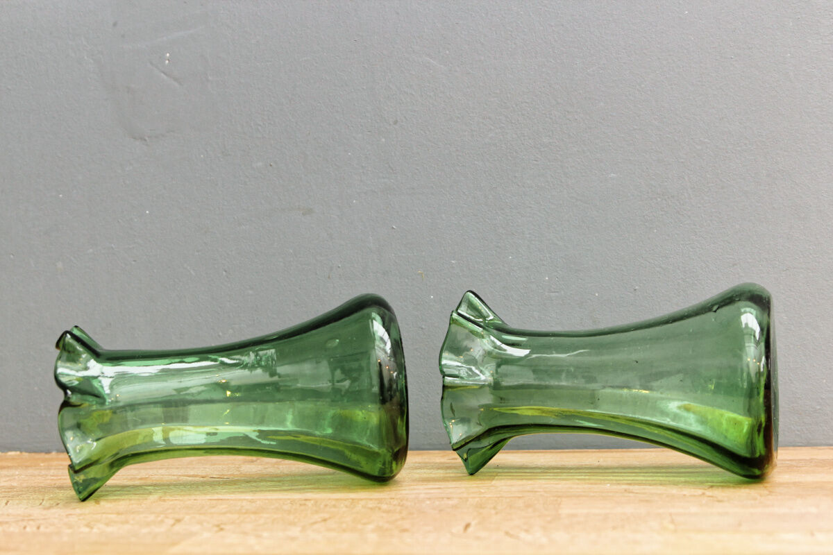 Pair of vases with collars, blown glass