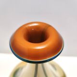 Beige Encased and Hand-blown Glass Decanter Bottle, Italy