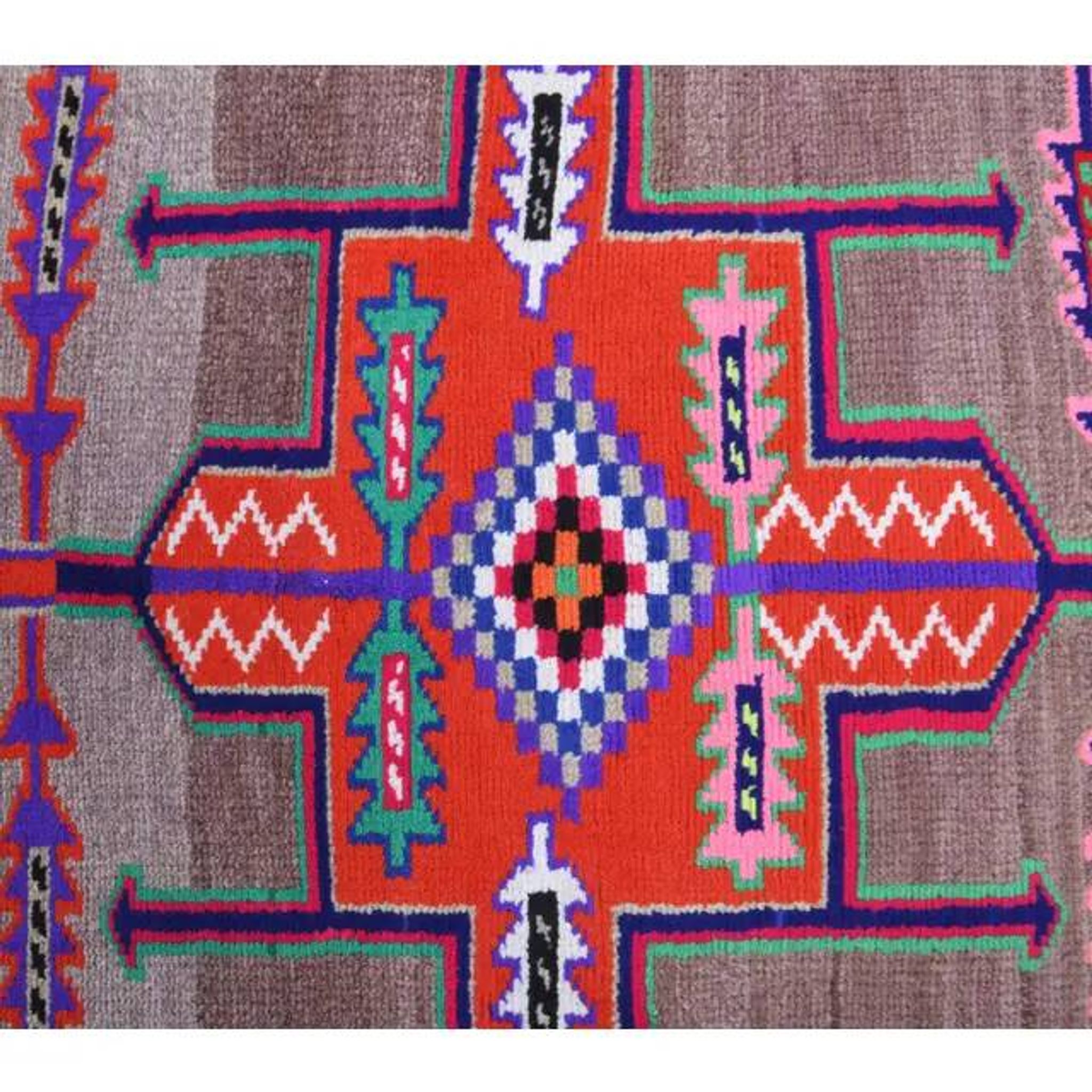 Vintage Turkish Hand-Knotted Wool Cotton Brown Runner 81x347