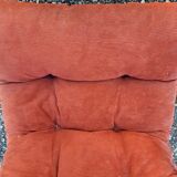 Brick velvet armchair