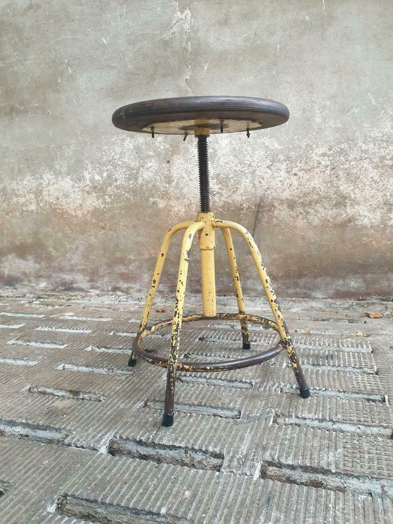 Industrial swivel stool side table