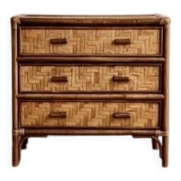 Rattan and bamboo chest of drawers 1960